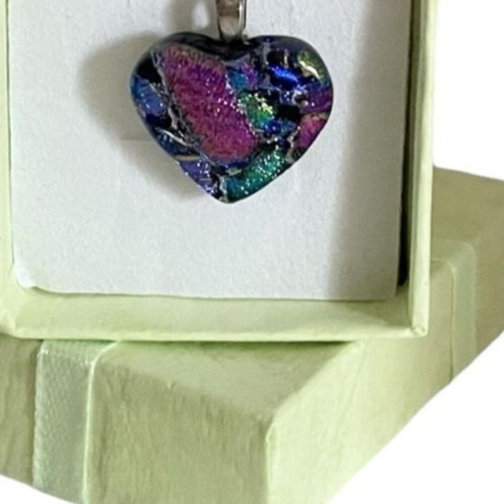 Artisan Handmade Glass Heart Charm Colorful Unique